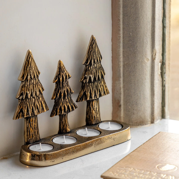 Christmas Tree Tealight Holder - Gold