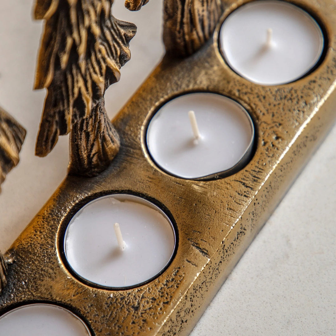 Christmas Tree Tealight Holder - Gold