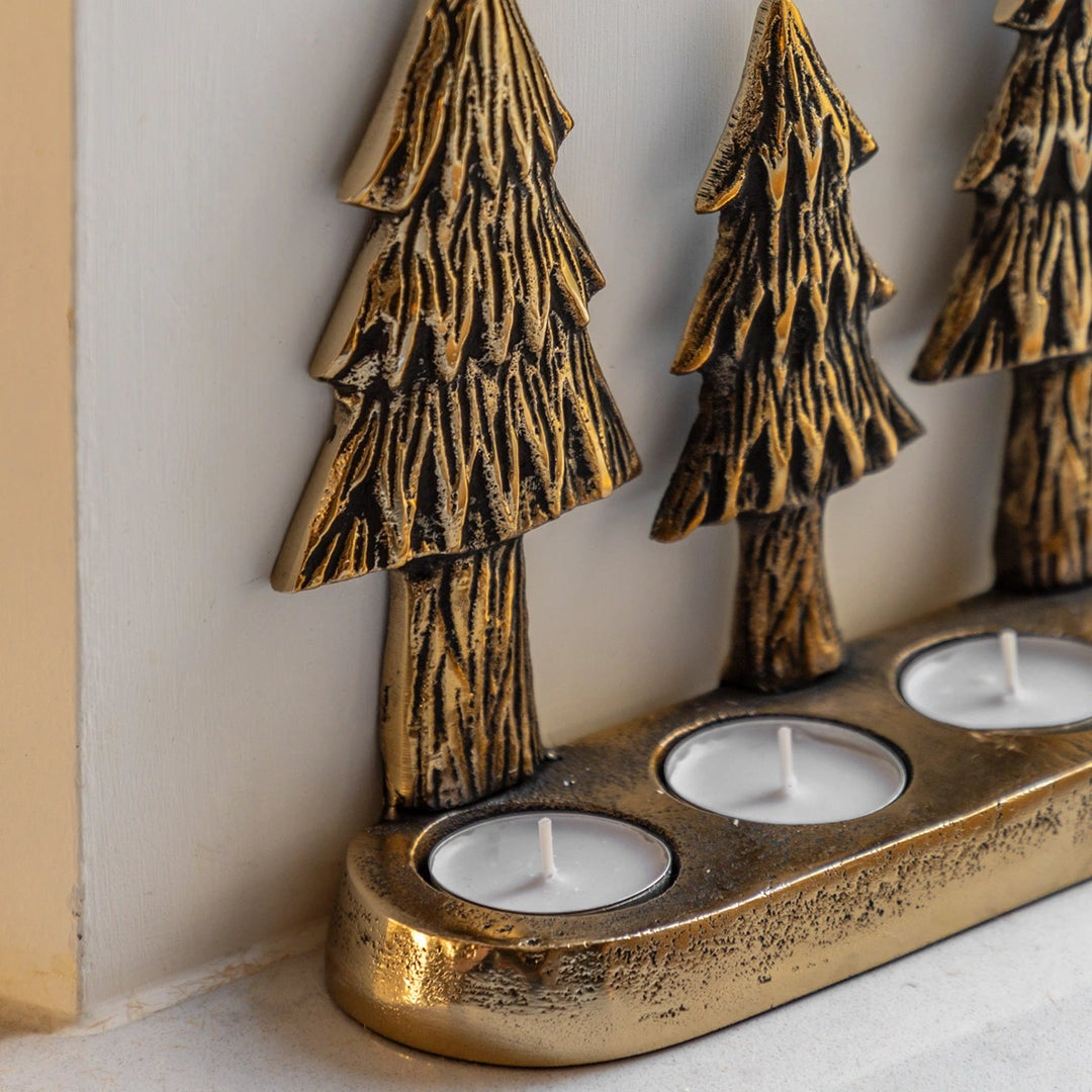Christmas Tree Tealight Holder - Gold