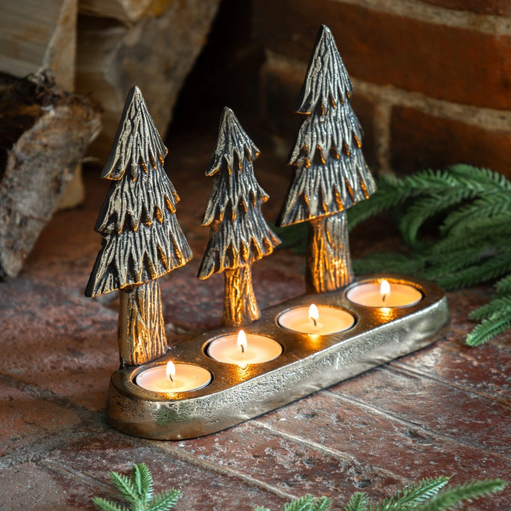 Christmas Tree Tealight Holder - Gold