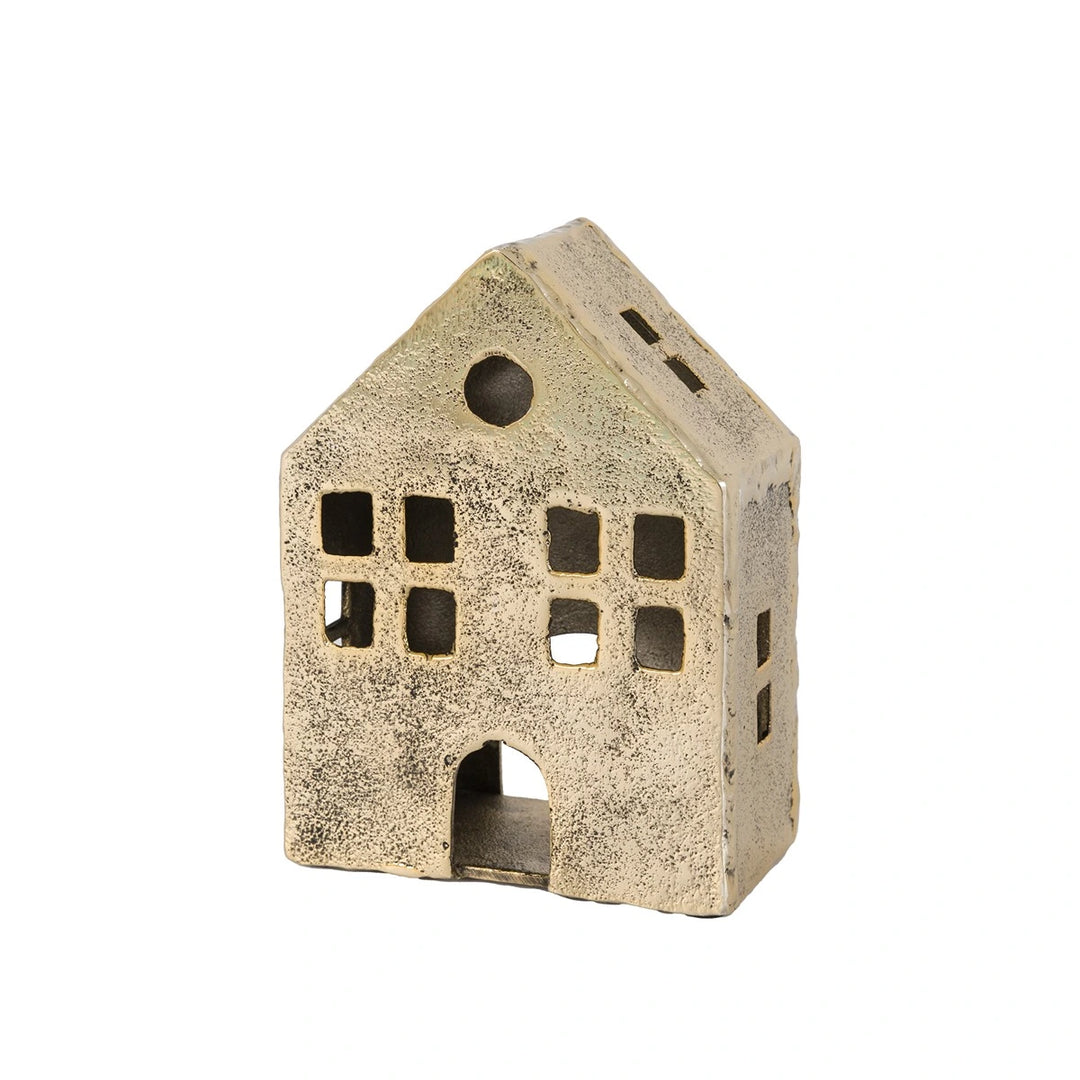 House Tealight Holder - Antique Gold