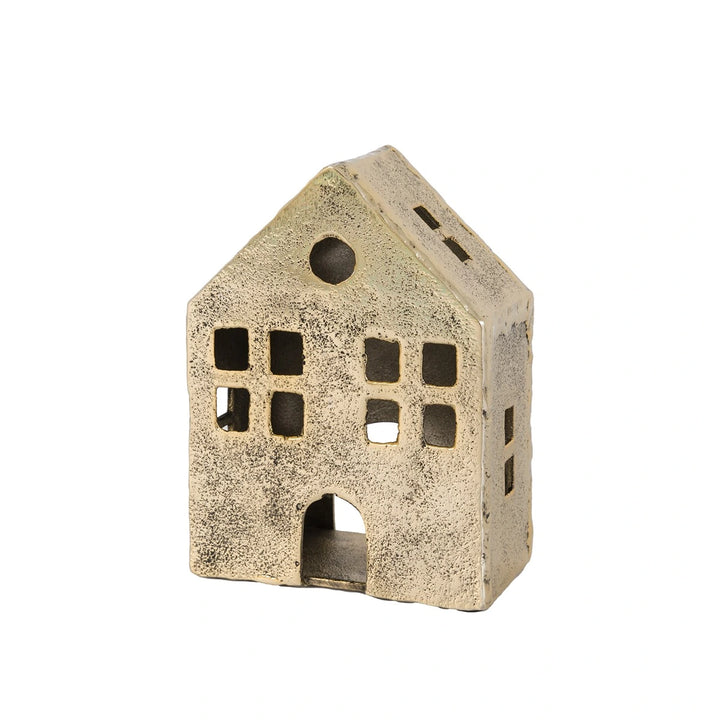 House Tealight Holder - Antique Gold
