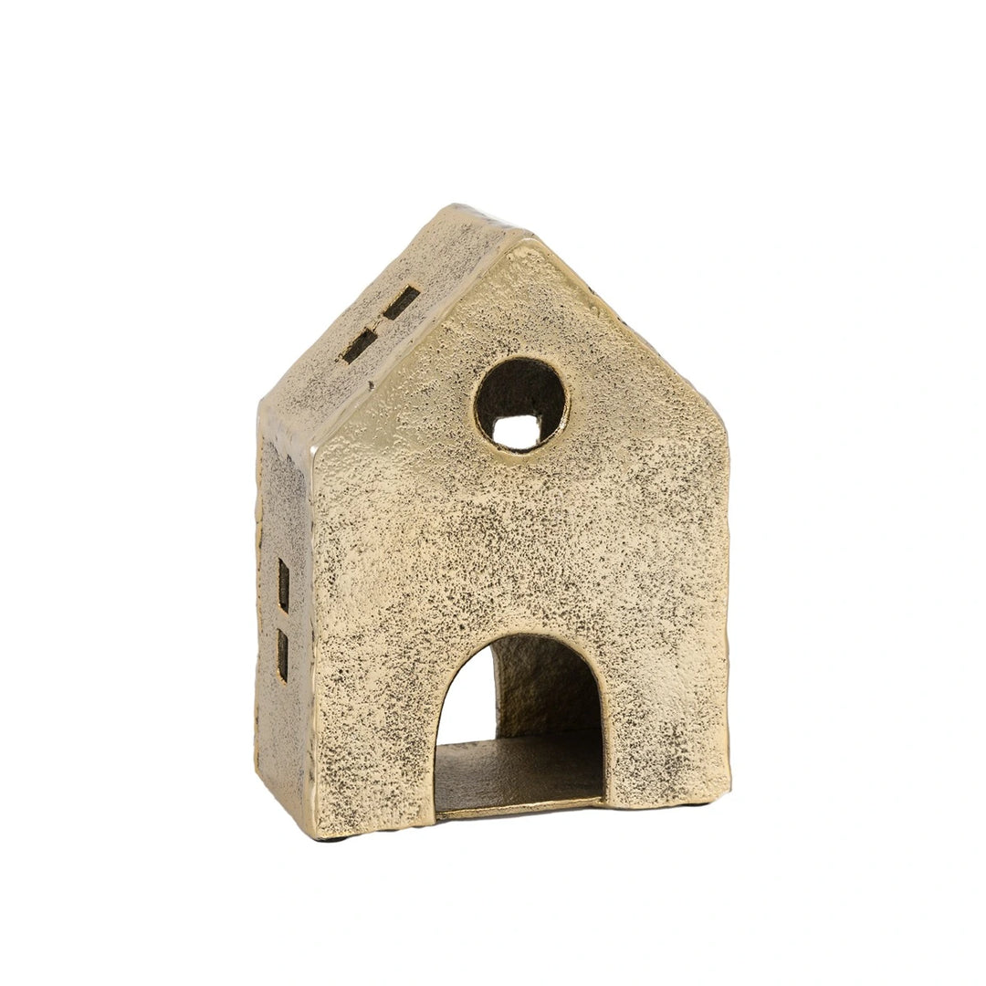 House Tealight Holder - Antique Gold