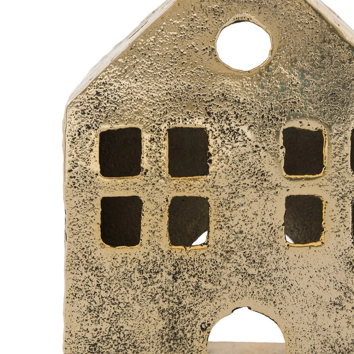 House Tealight Holder - Antique Gold