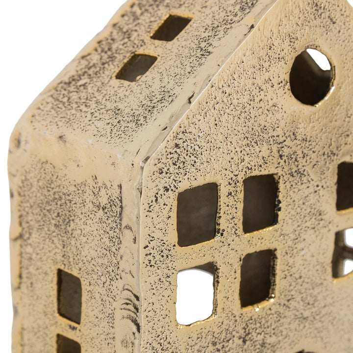 House Tealight Holder - Antique Gold