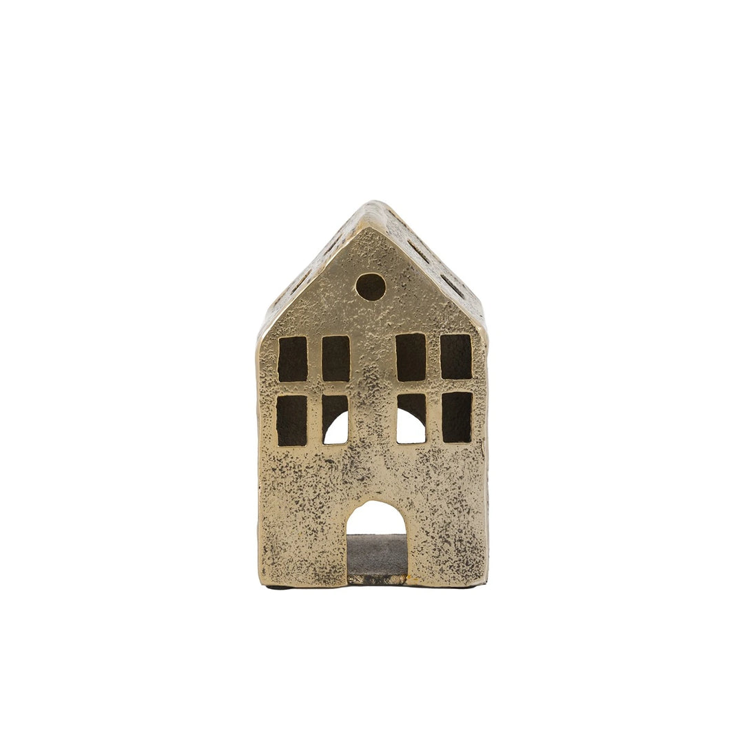 House Tealight Holder - Antique Gold