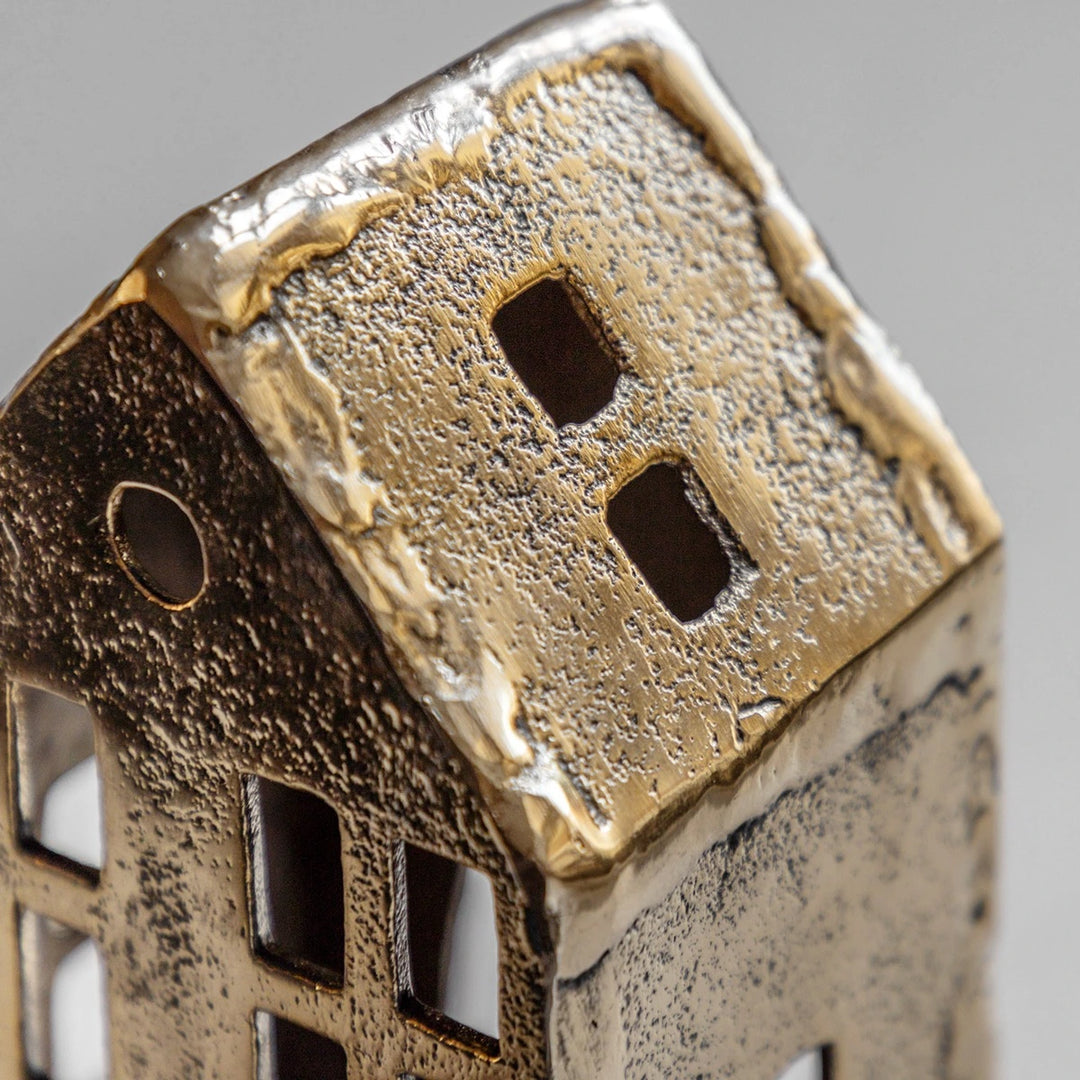 House Tealight Holder - Antique Gold