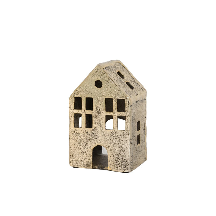 House Tealight Holder - Antique Gold