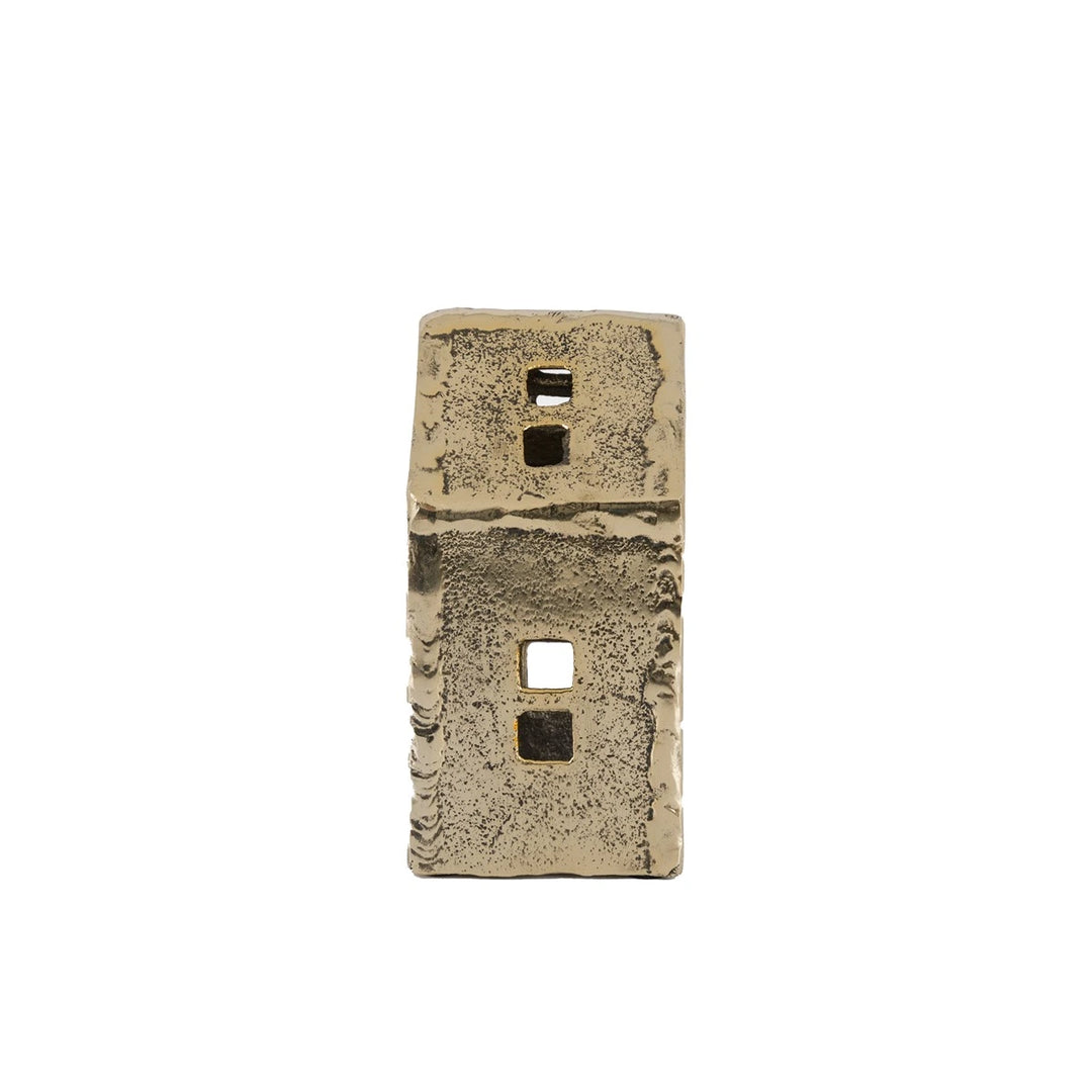House Tealight Holder - Antique Gold