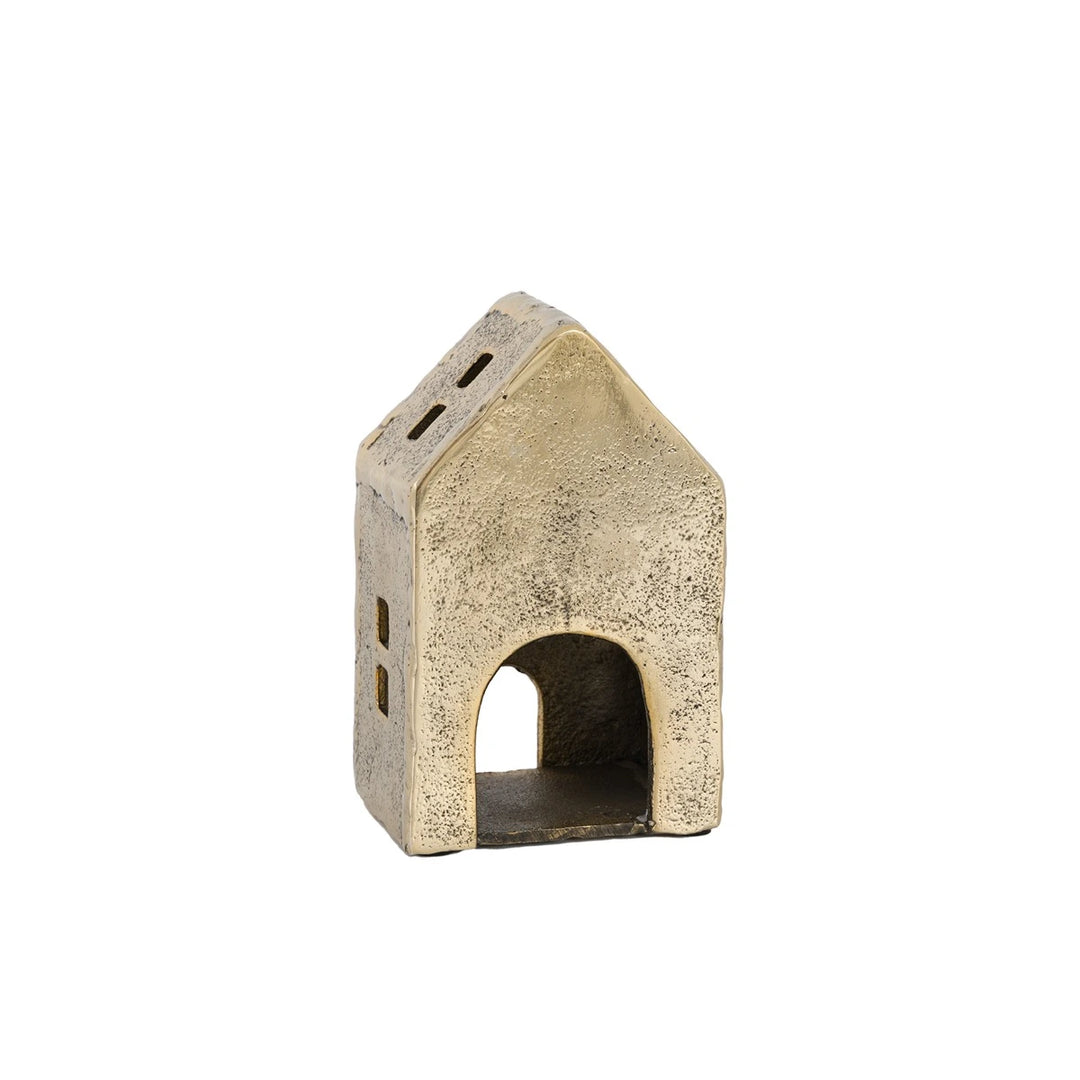 House Tealight Holder - Antique Gold