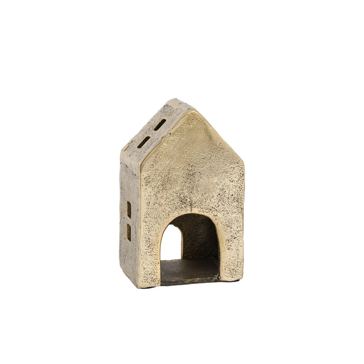 House Tealight Holder - Antique Gold