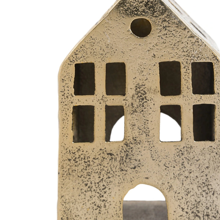 House Tealight Holder - Antique Gold