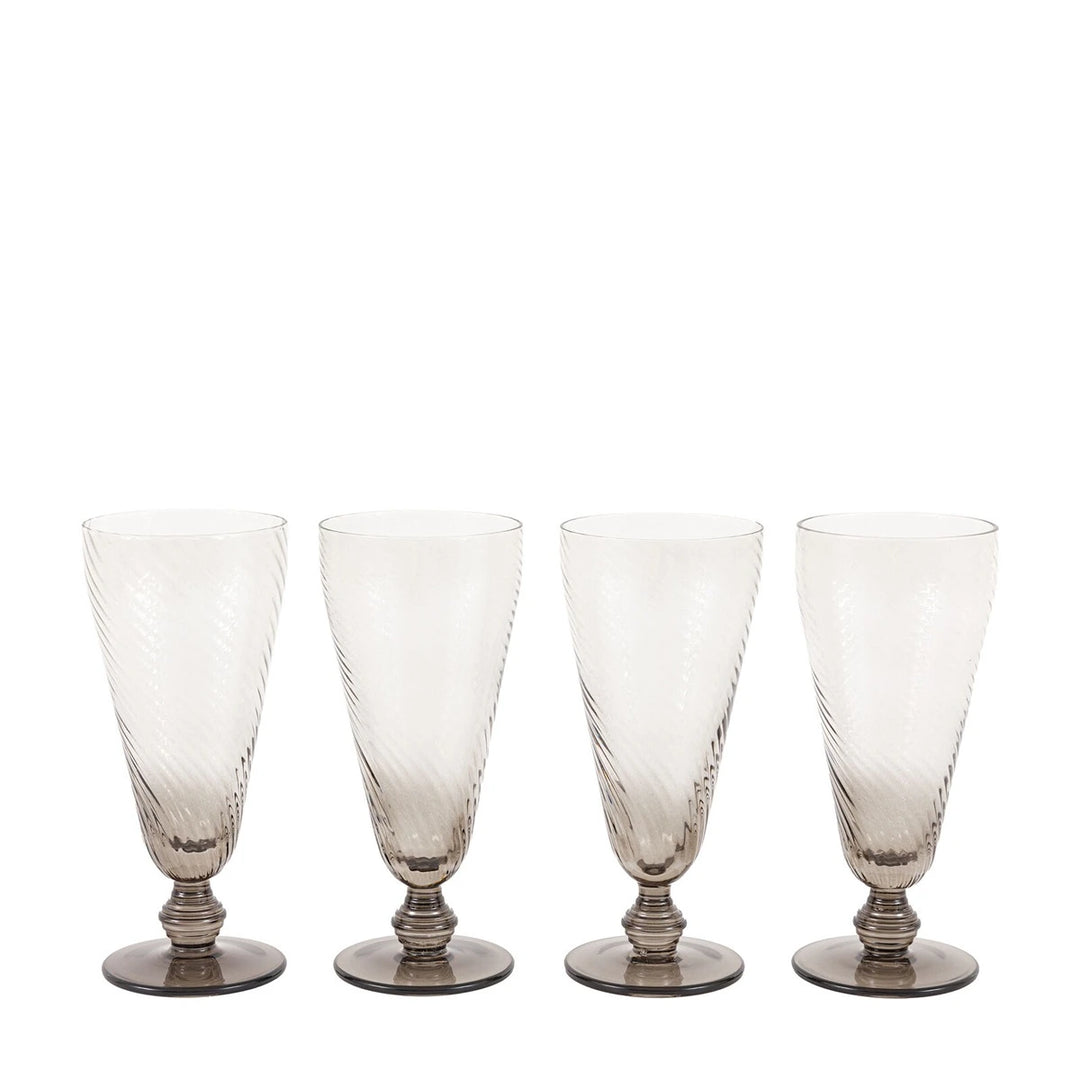 Swirl Set of 4 Flute Glass - Smoked Grey