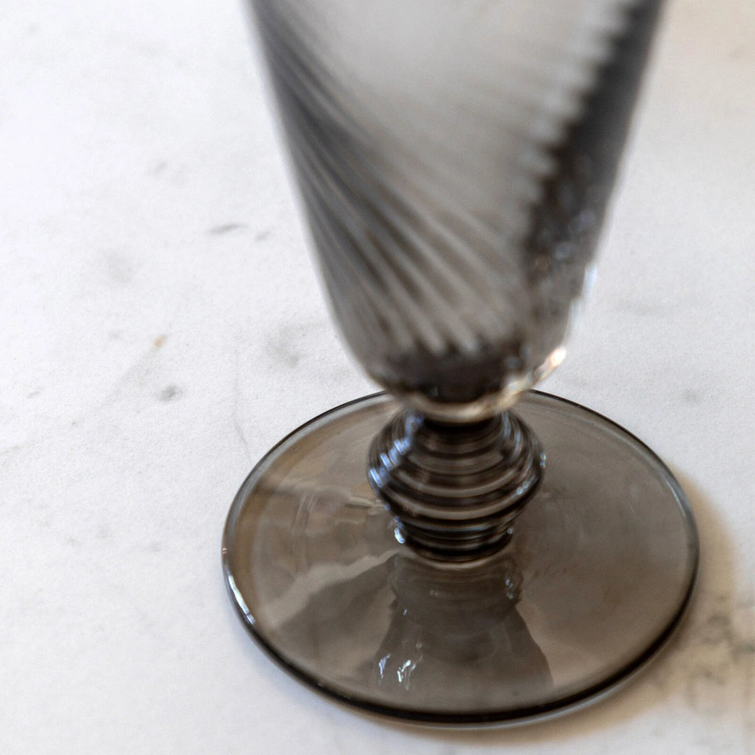Swirl Set of 4 Flute Glass - Smoked Grey