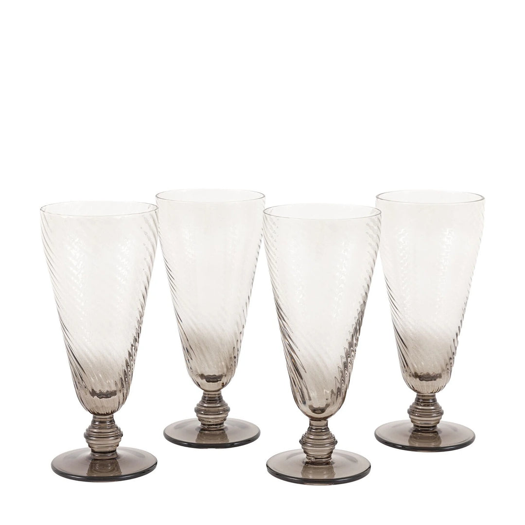 Swirl Set of 4 Flute Glass - Smoked Grey