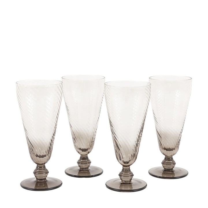 Swirl Set of 4 Flute Glass - Smoked Grey