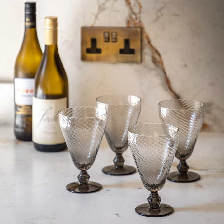 Swirl Set of 4 Wine Glasses - Smoked Grey