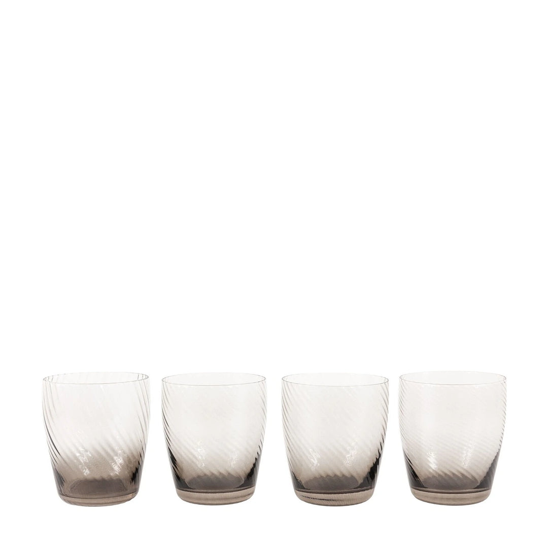 Swirl Set of 4 Tumbler Glass - Smoked Grey