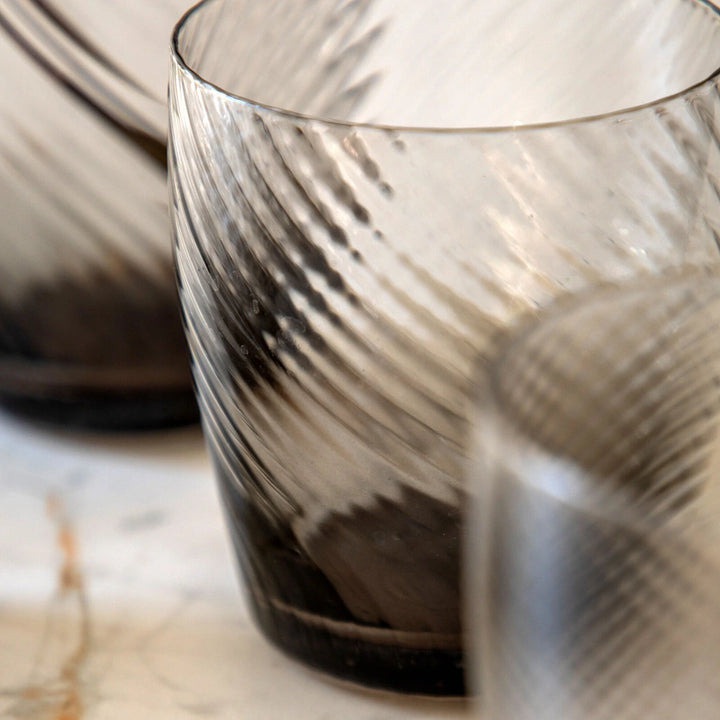Swirl Set of 4 Tumbler Glass - Smoked Grey