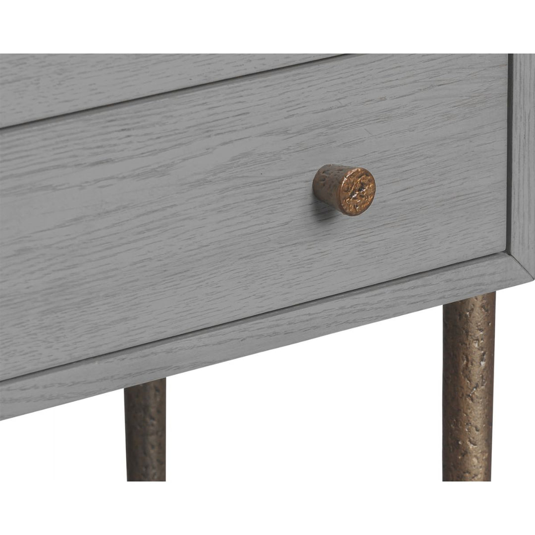 Nella Bedside Table - London Fog & Hammered Dark Bronze