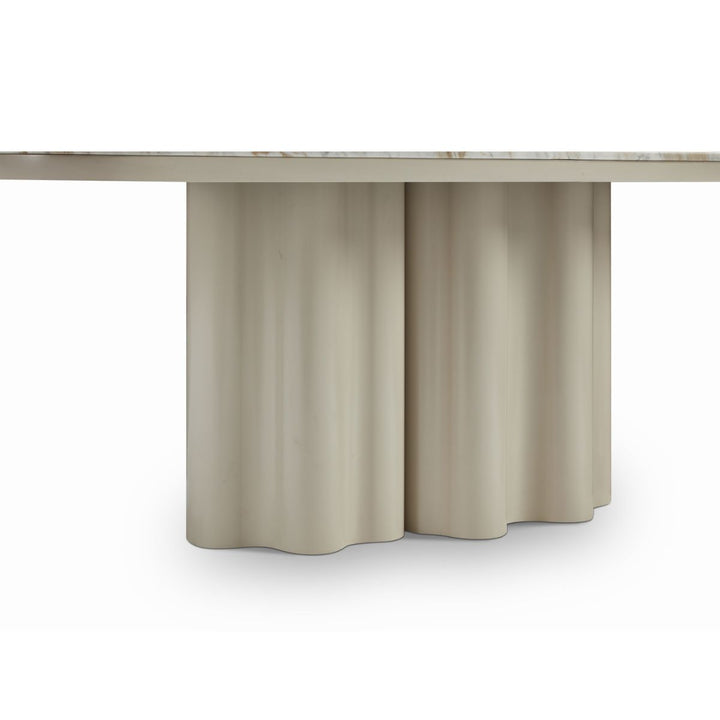Corinthian Large Natural Marble Dining Table - Gloss Ivory