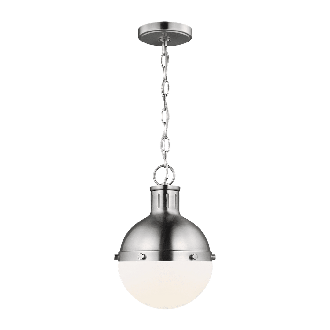 Hanks One Light Mini Pendant - Brushed Nickel with White Glass Visual Comfort 1