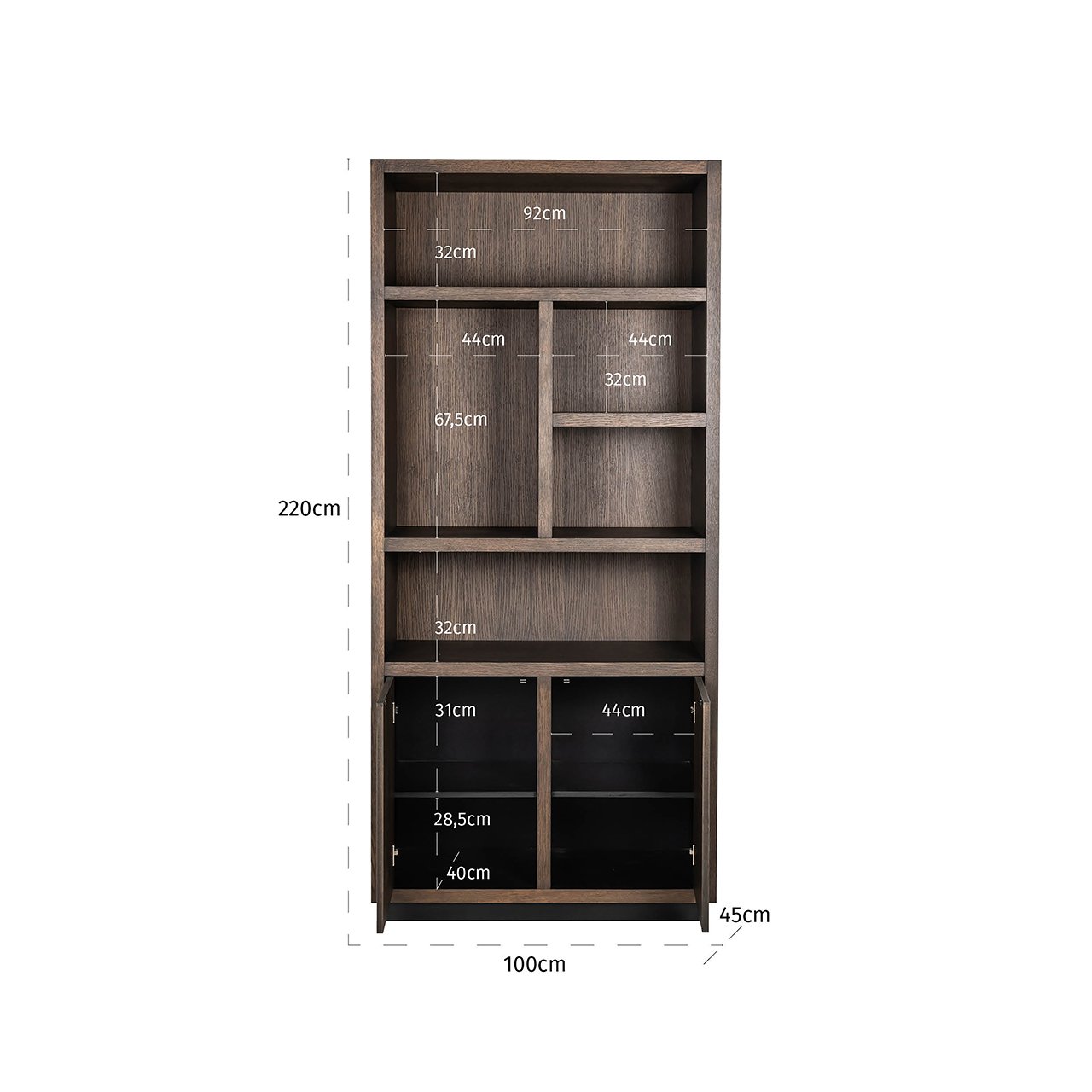 Richmond Interiors Oakura Bookcase 2-Doors in Brown