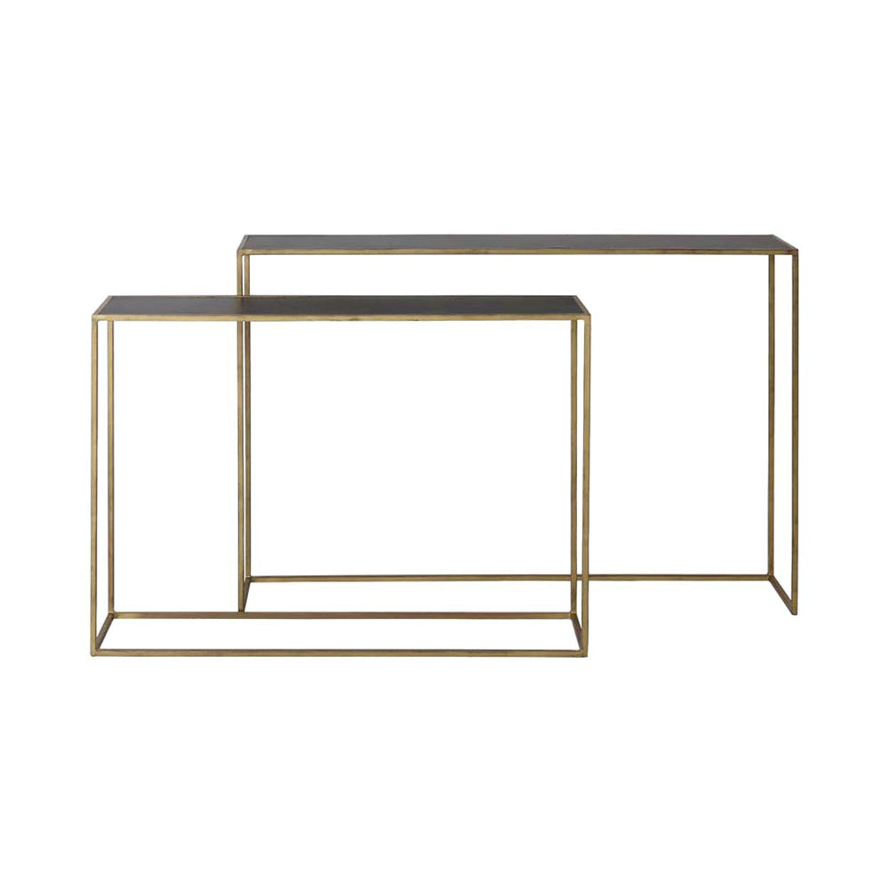 Light & Living Set of 2 Boca Black & Gold Console Tables