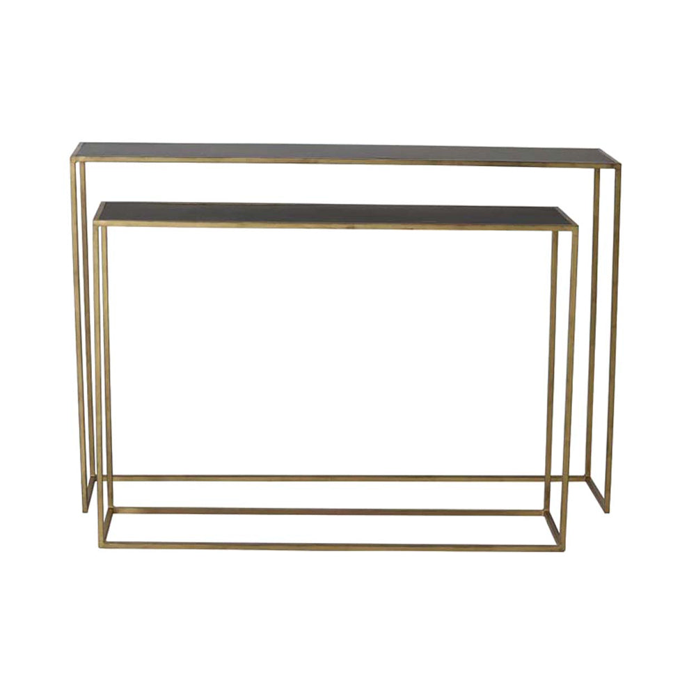 Light & Living Set of 2 Boca Black & Gold Console Tables