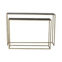 Light & Living Set of 2 Boca Black & Gold Console Tables