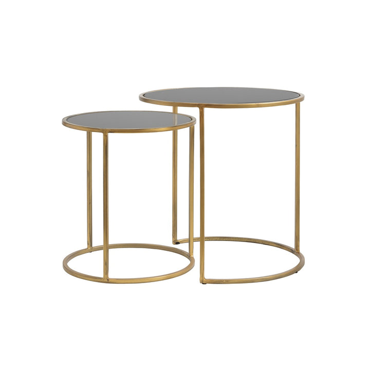 Duarte Set of 2 Side Tables - Gold & Smoked Glass Light & Living 1