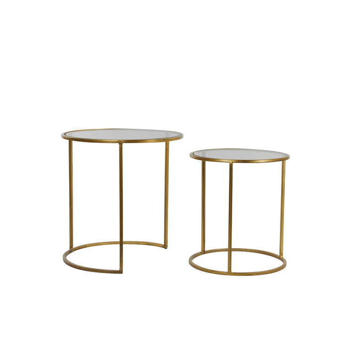 Duarte Set of 2 Side Tables - Gold & Smoked Glass Light & Living 5