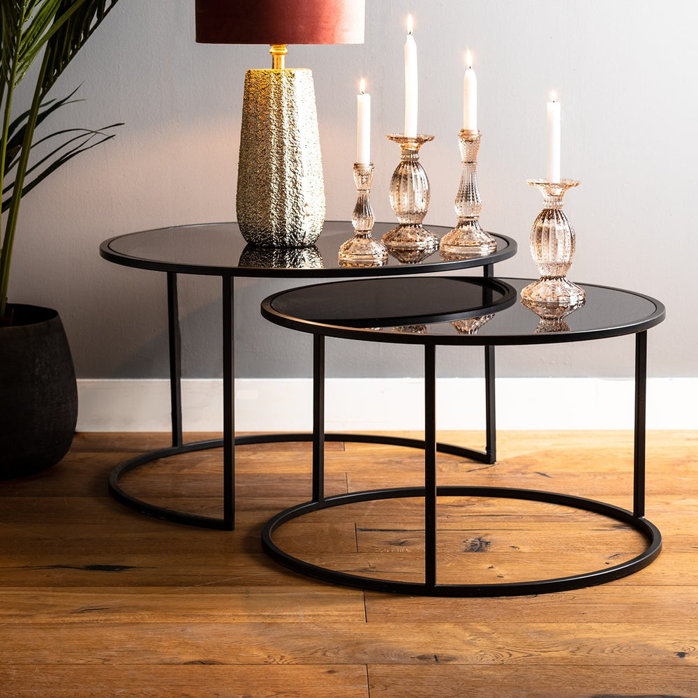 Duarte Set of 2 Round Coffee Tables - Black Light & Living 2