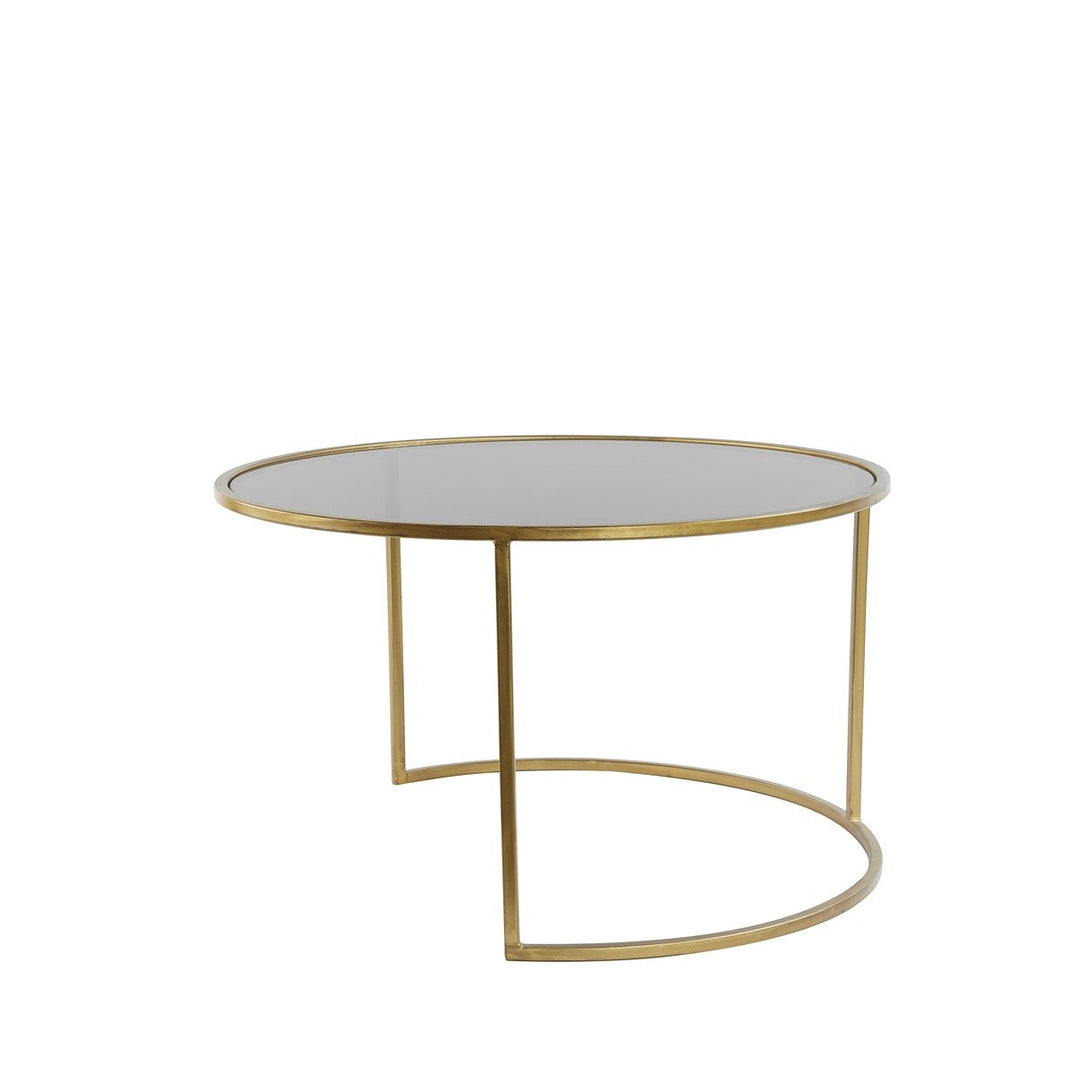 Duarte Set of 2 Round Coffee Tables - Smoked Glass & Gold Light & Living 4