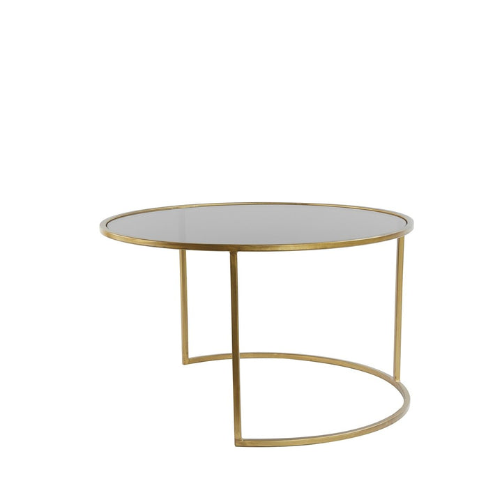 Duarte Set of 2 Round Coffee Tables - Smoked Glass & Gold Light & Living 4