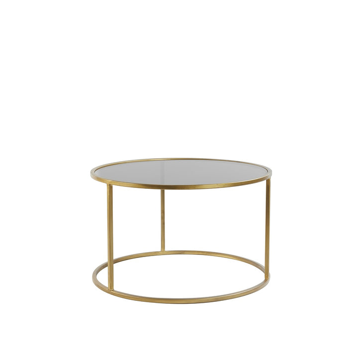 Duarte Set of 2 Round Coffee Tables - Smoked Glass & Gold Light & Living 5