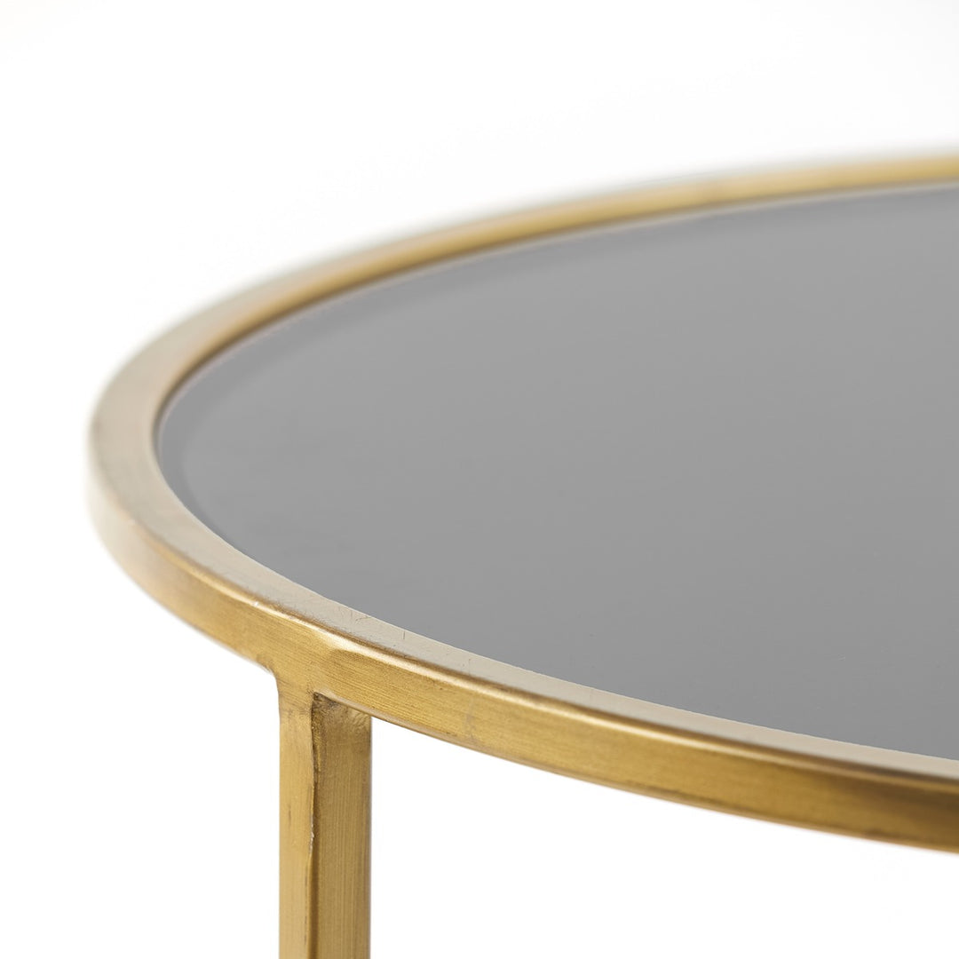 Duarte Set of 2 Round Coffee Tables - Smoked Glass & Gold Light & Living 7