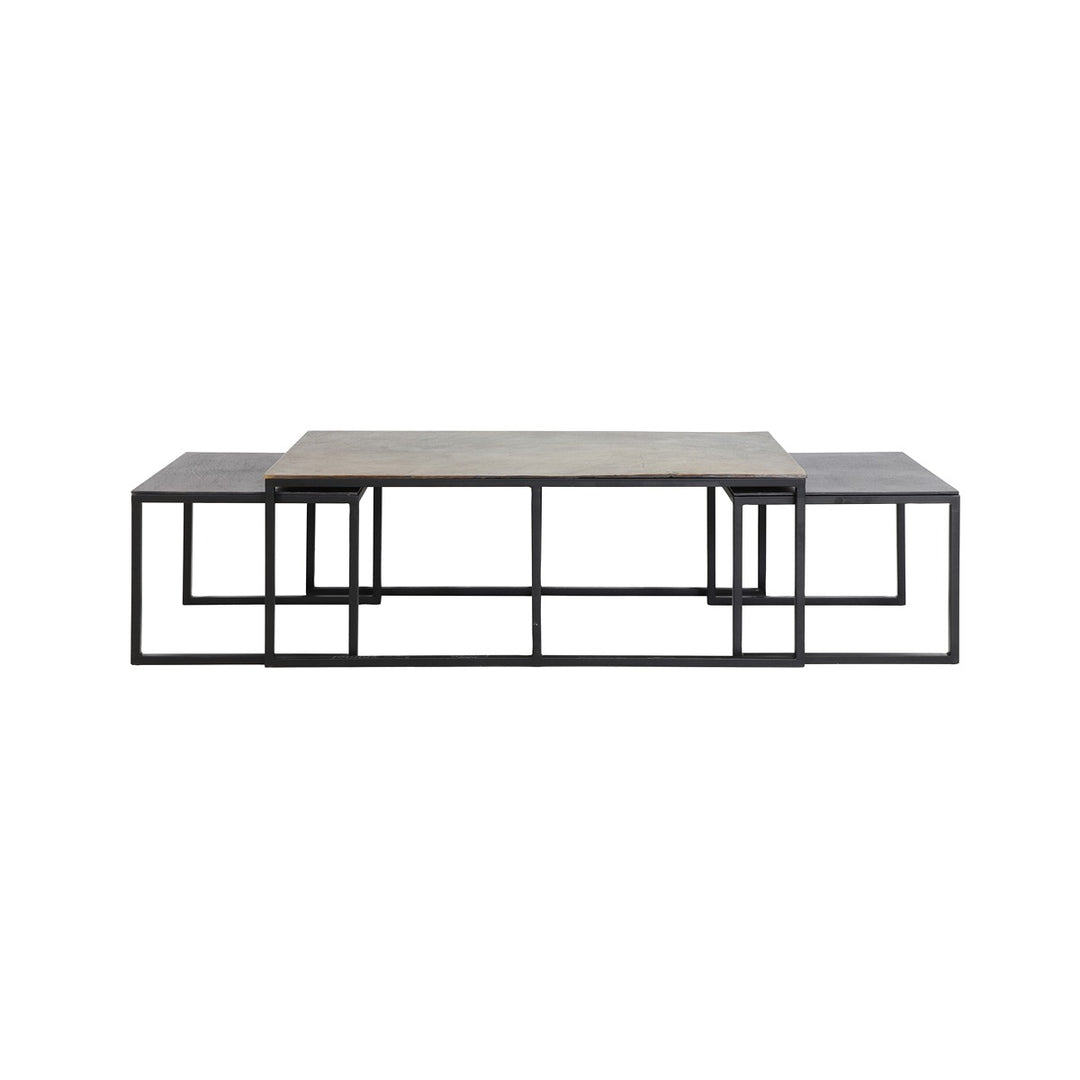 Kumalu Set of 3 Rectangular Nesting Coffee Tables - Antique Bronze Light & Living 1