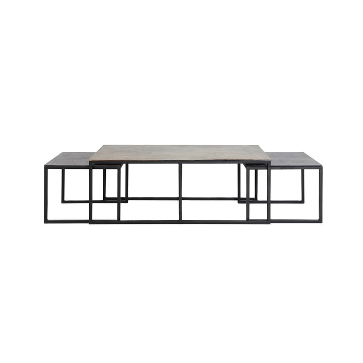 Kumalu Set of 3 Rectangular Nesting Coffee Tables - Antique Bronze Light & Living 1