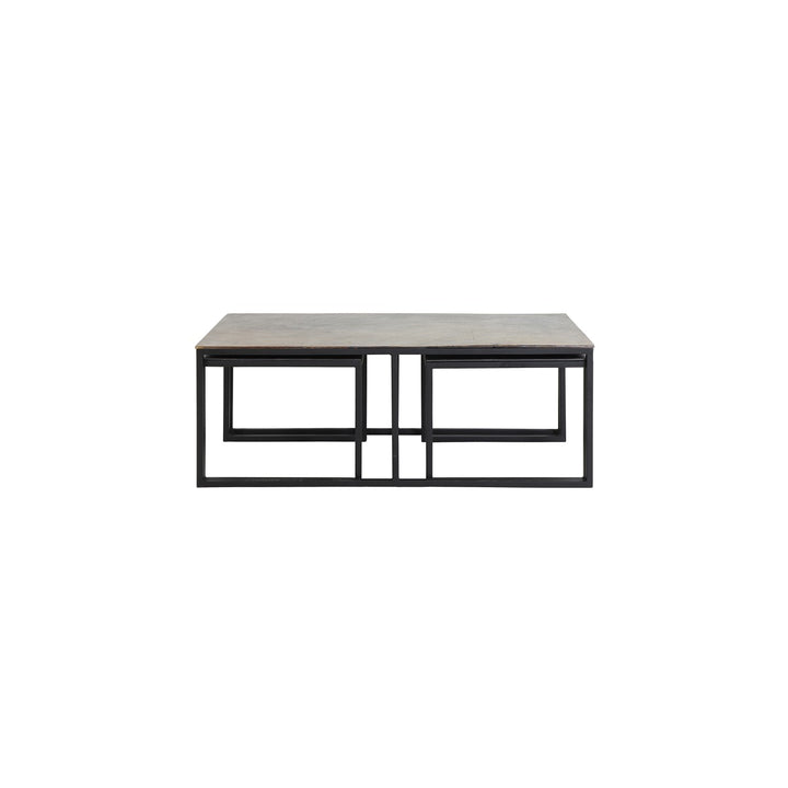 Kumalu Set of 3 Rectangular Nesting Coffee Tables - Antique Bronze Light & Living 2
