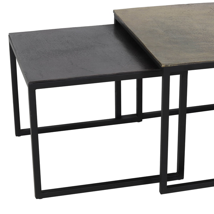 Kumalu Set of 3 Rectangular Nesting Coffee Tables - Antique Bronze Light & Living 4