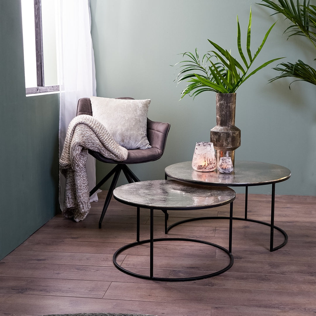 Thizas Set of 2 Round Coffee Tables - Black Light & Living 2