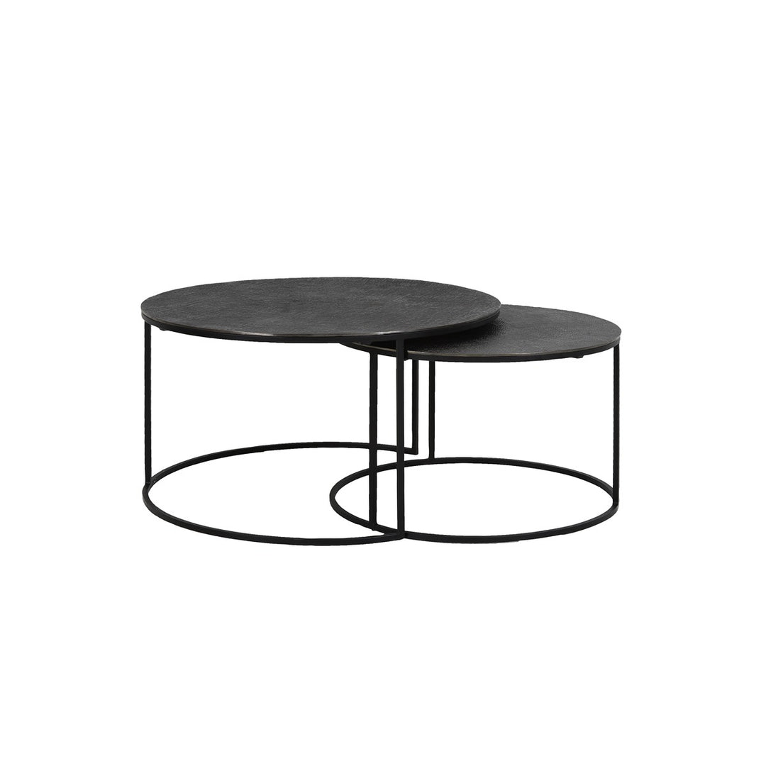 Rengo Set of 2 Round Coffee Tables - Black Nickel Light & Living 1