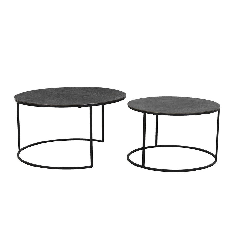Rengo Set of 2 Round Coffee Tables - Black Nickel Light & Living 2
