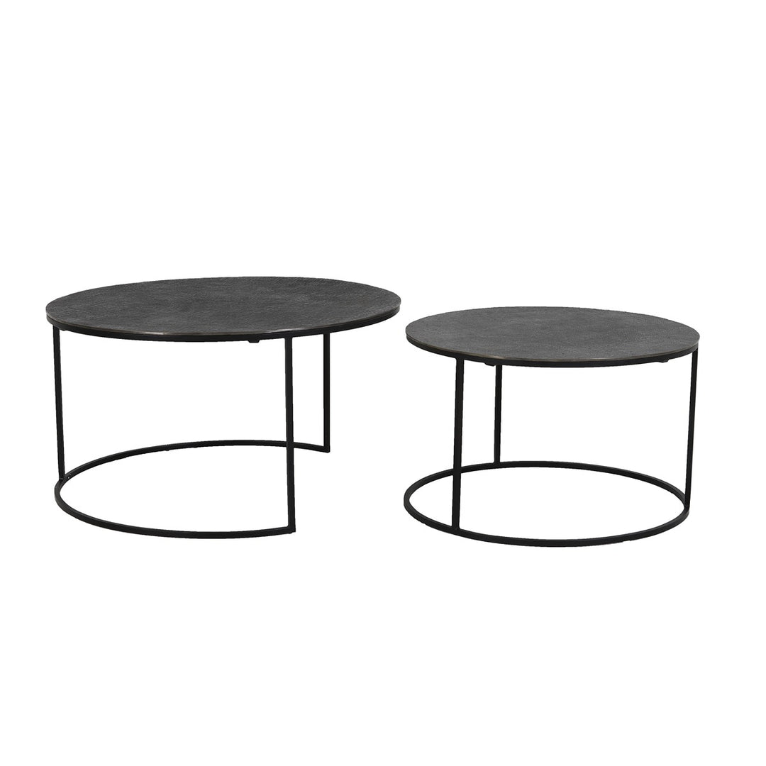 Rengo Set of 2 Round Coffee Tables - Black Nickel Light & Living 2