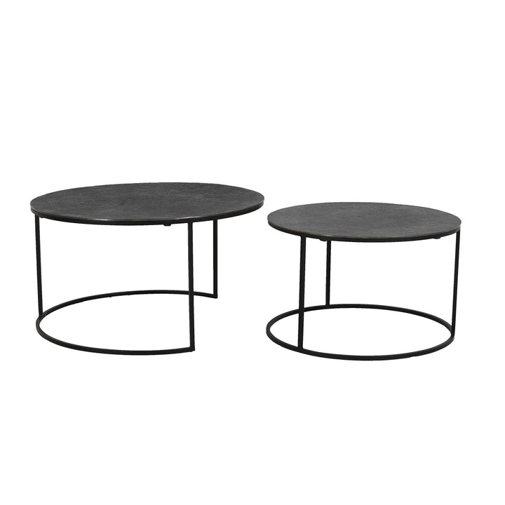 Rengo Set of 2 Round Coffee Tables - Black Nickel Light & Living 2