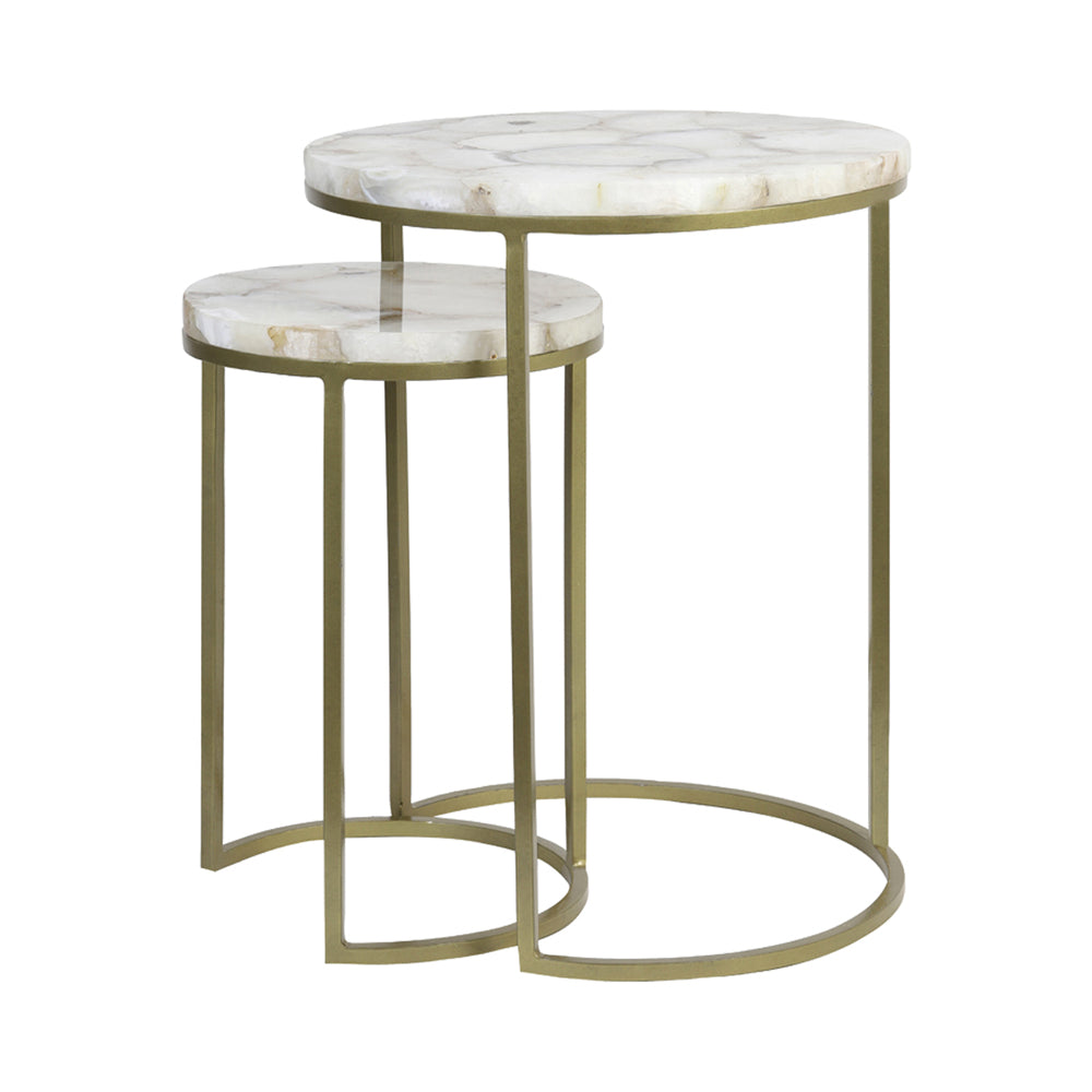 Light & Living Set of 2 Axat Side Tables - Agate Antique Bronze