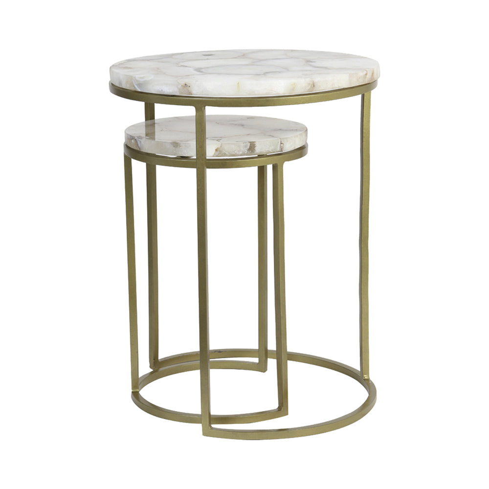 Light & Living Set of 2 Axat Side Tables - Agate Antique Bronze