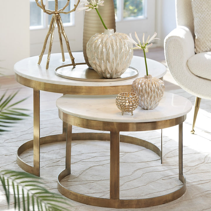 Perlato Set of 2 Round Coffee Tables - Antique Bronze Light & Living 3