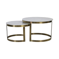 Light & Living Set of 2 Perlato Marble & Antique Bronze Coffee Tables